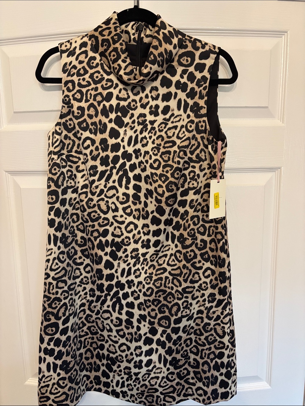 Leopard Print Cowl Neck Dress - Black & Cream